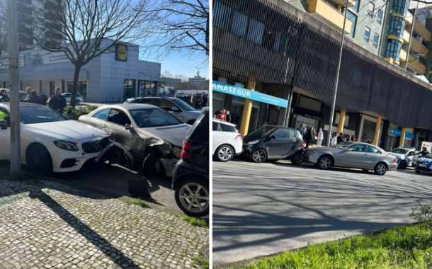 Carro desgovernado leva outros à frente em Famalicão